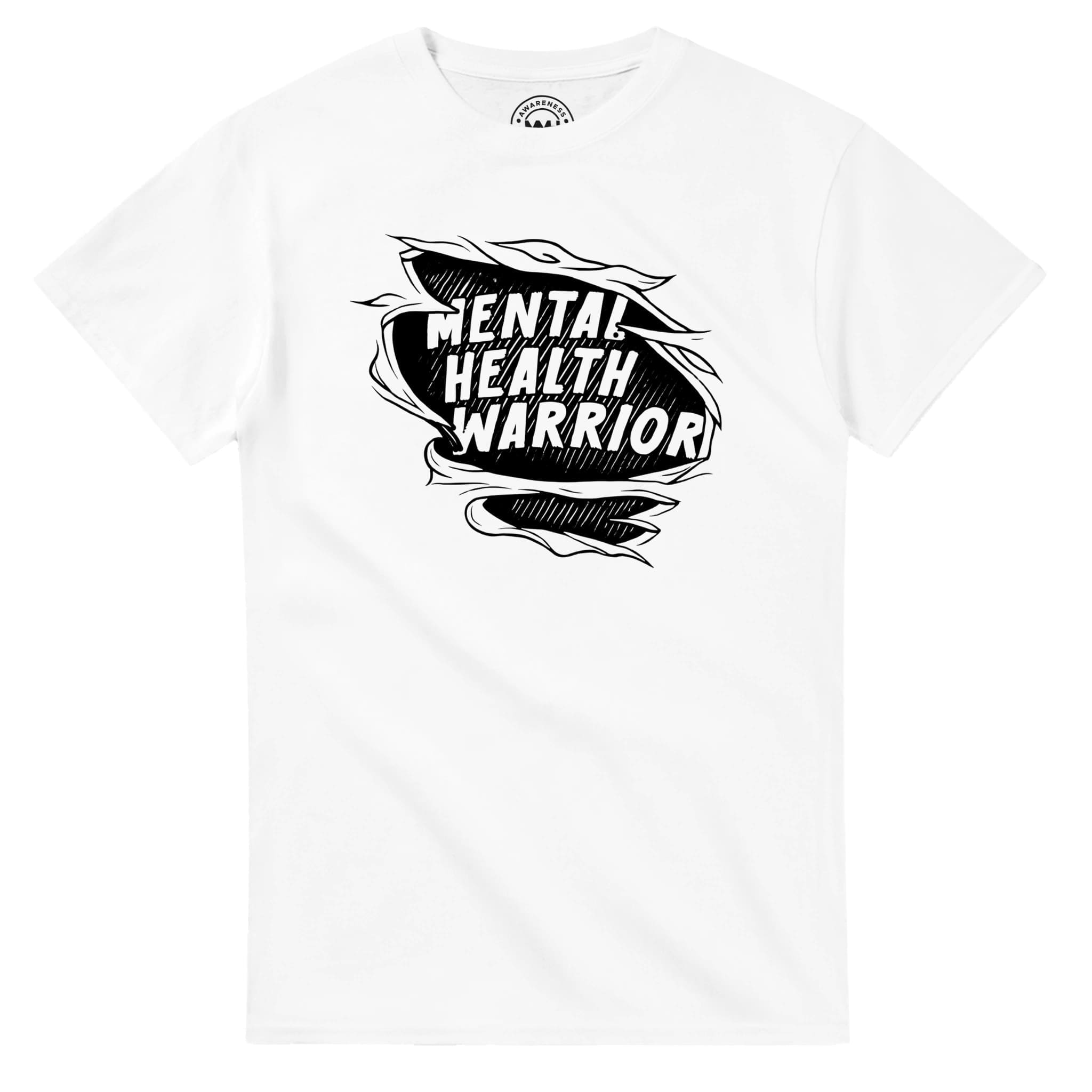 White T-shirt - "Mental Health Warrior Tee" by MMH Statement Apparel
